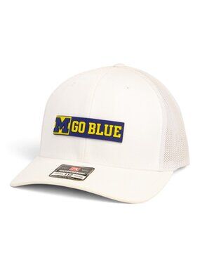 Michigan Wolverines GO BLUE 3D Snapback Trucker Hat- White